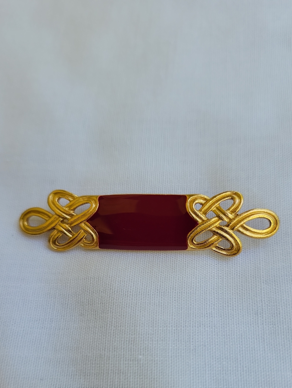 Vintage Monet-Gold-Tone Red Enamel Brooch-Pin